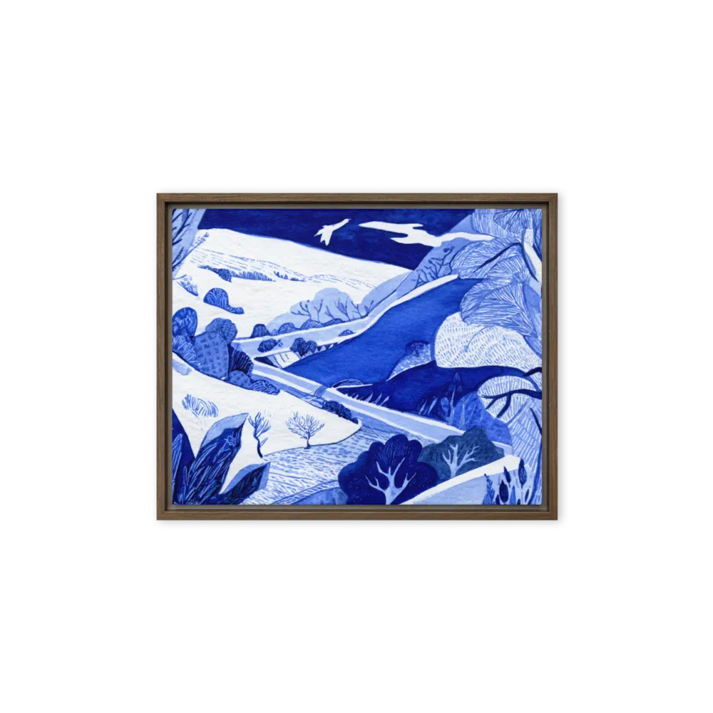 Frosty Blue Valley 
 Poster with Red oak Frame | 12″x 12″