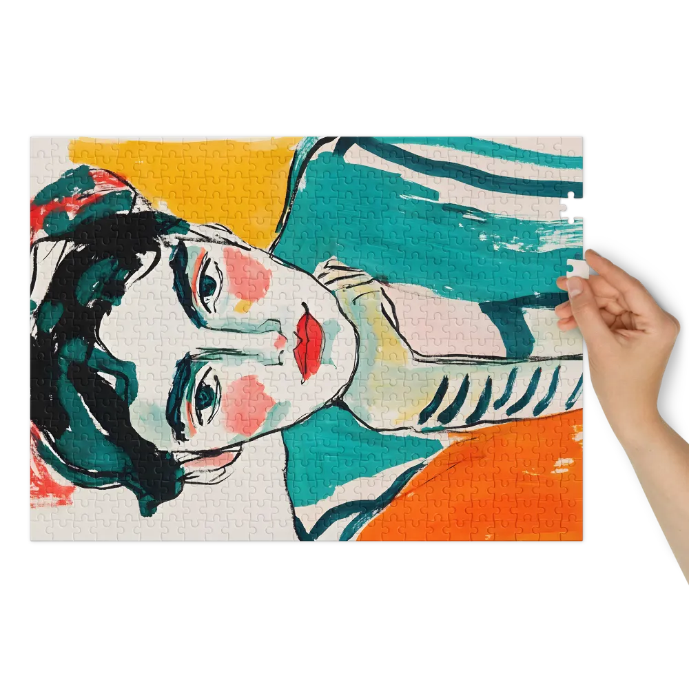 Expressive Pop Art Portrait 
 Jigsaw Puzzle in Tin Box