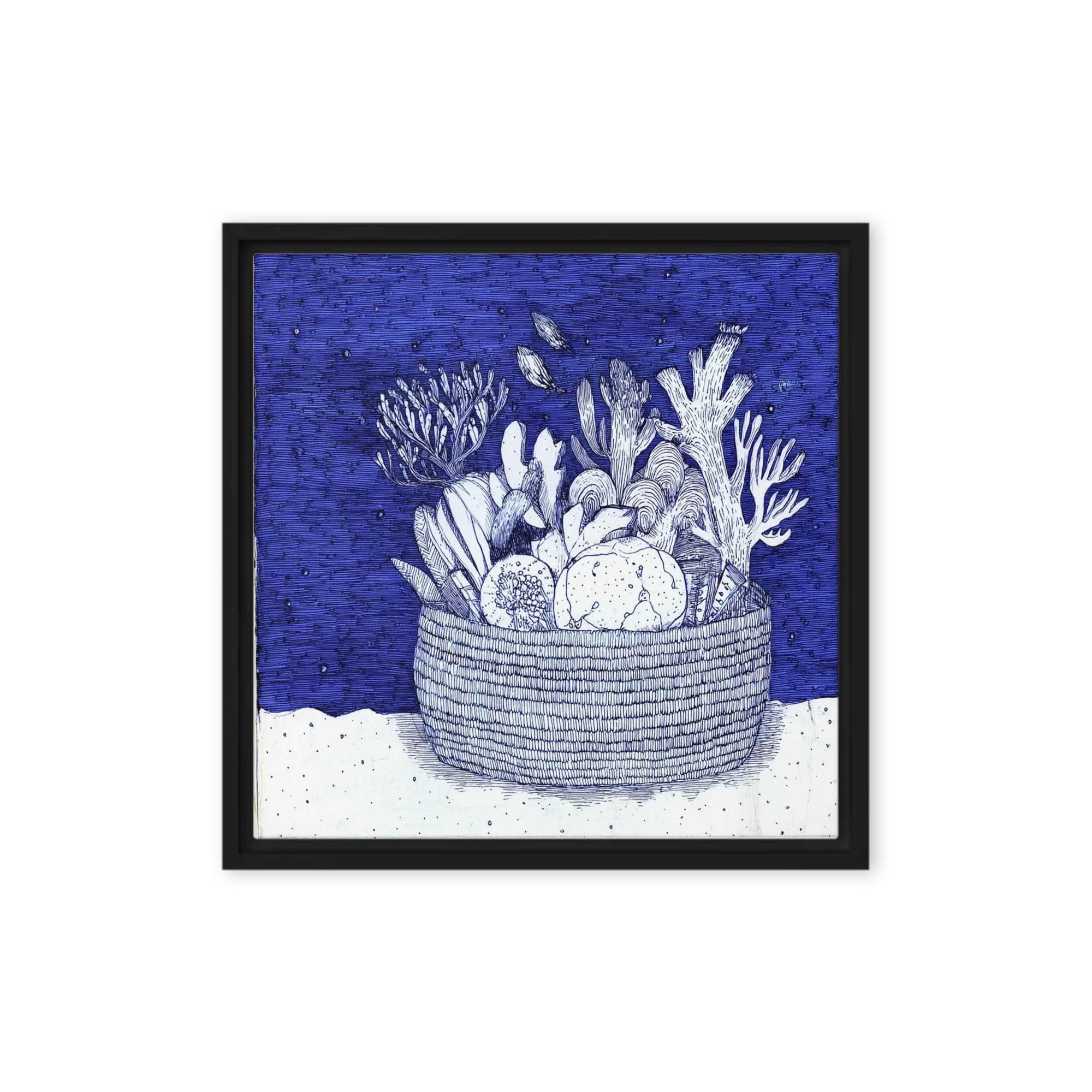 Coral in a Woven Basket