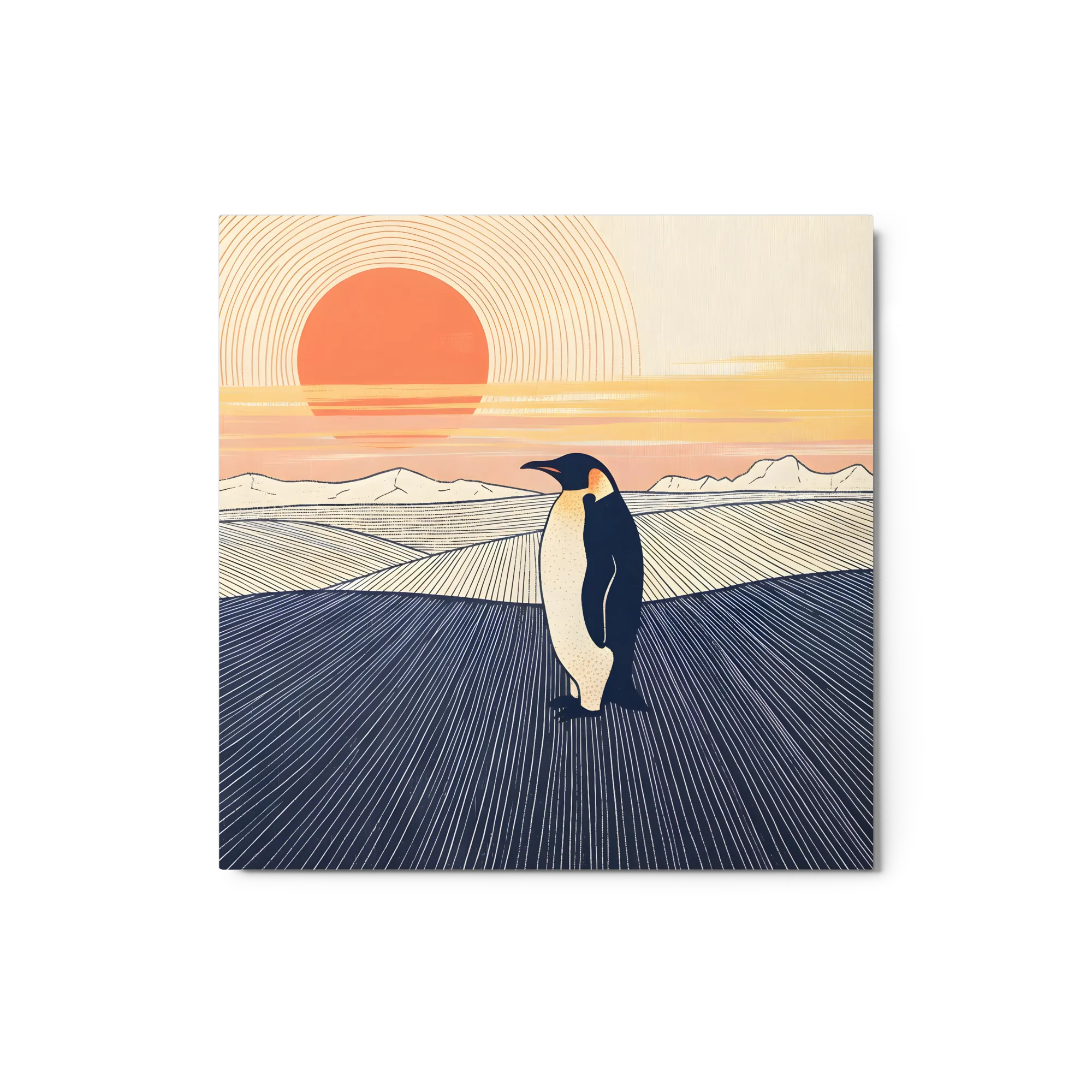 Pinguïn bij zonsondergang