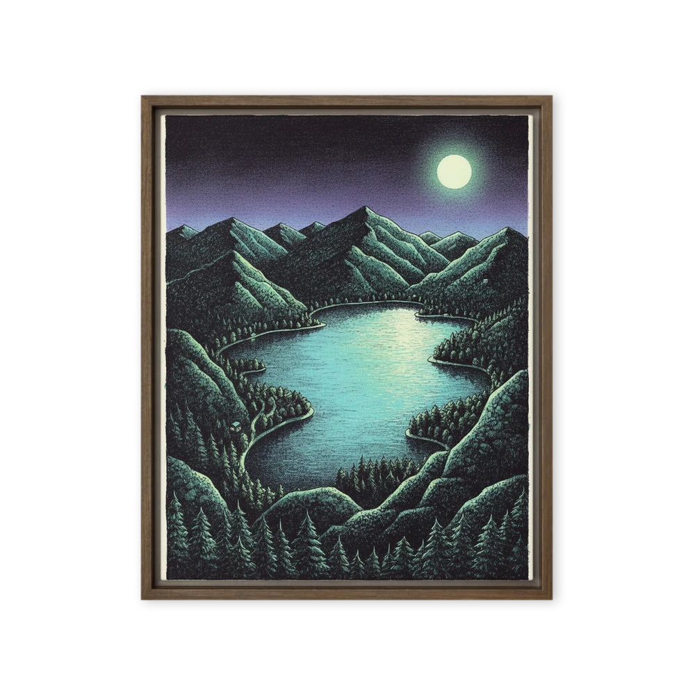 Moonlit Alpine Lake Nocturne | Art Print