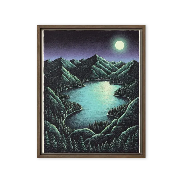 Moonlit Alpine Lake Nocturne | Art Print