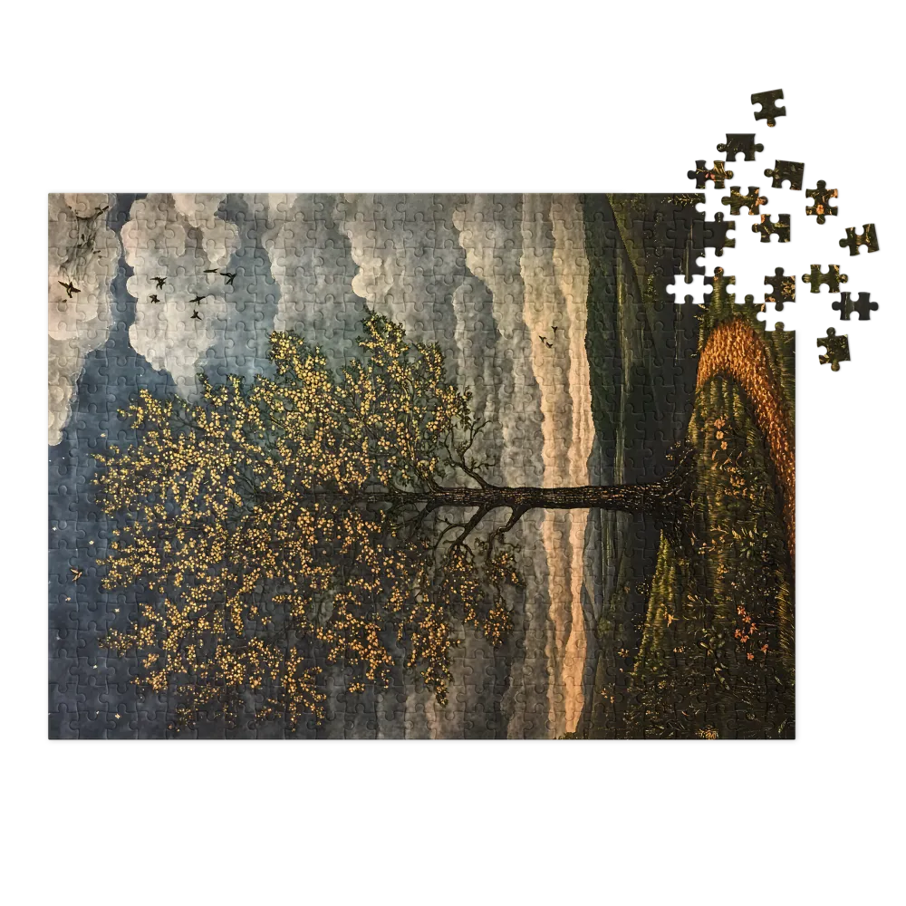 The Golden Tree's Path 
 Jigsaw Puzzle in Tin Box
