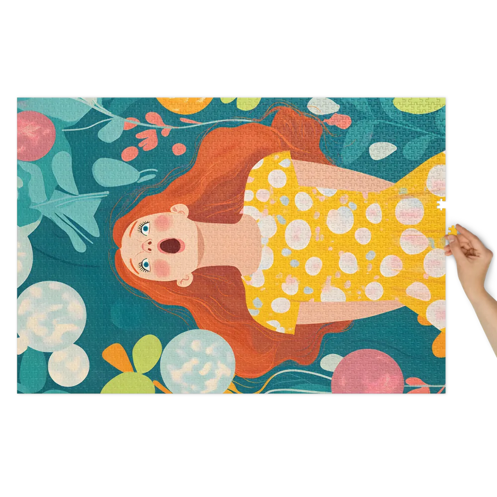 Girl in Yellow Dress with Bubbles | Jigsaw Puzzle (252/520 pieces)