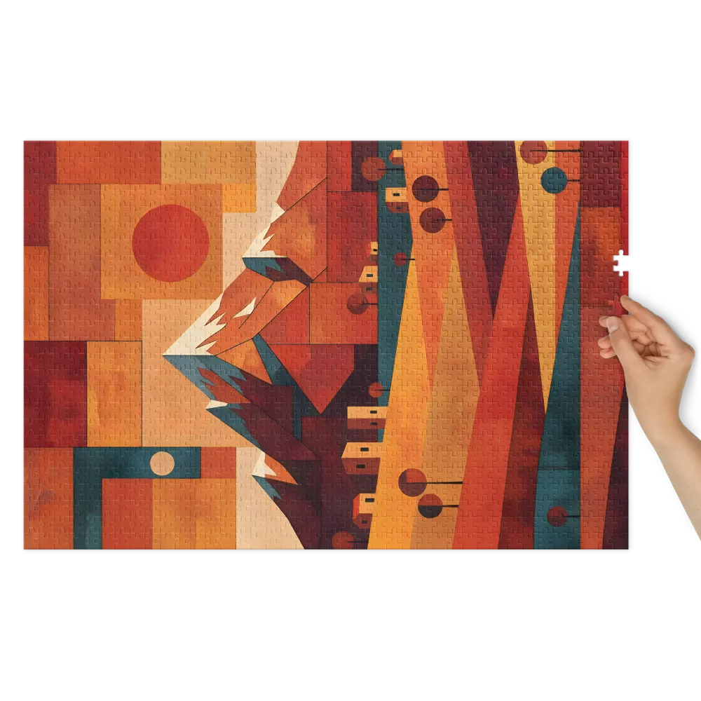 Paisagem Abstrata de Montanha 
 Puzzle em caixa de metal