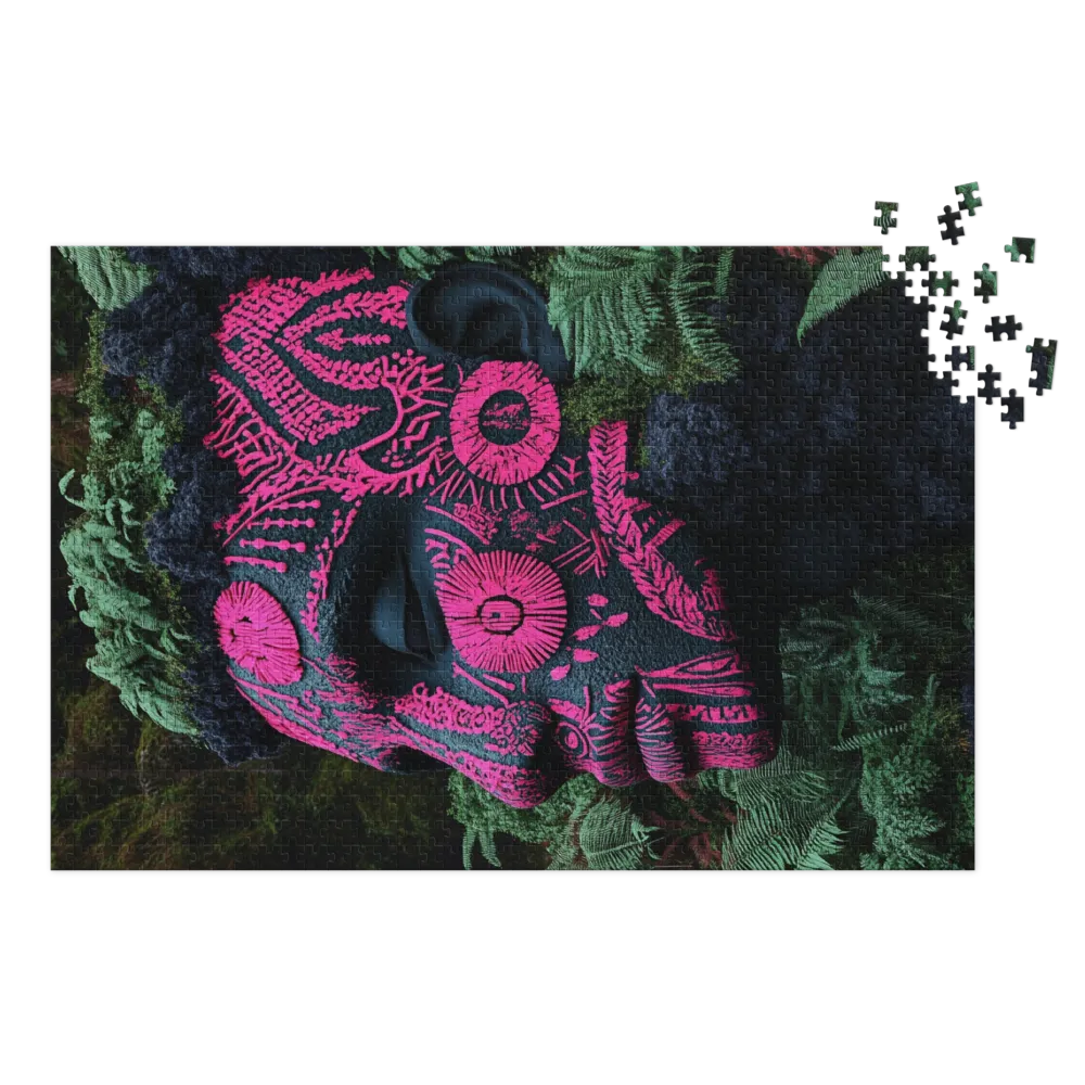 Surreal Pink Patterned Face in Nature
