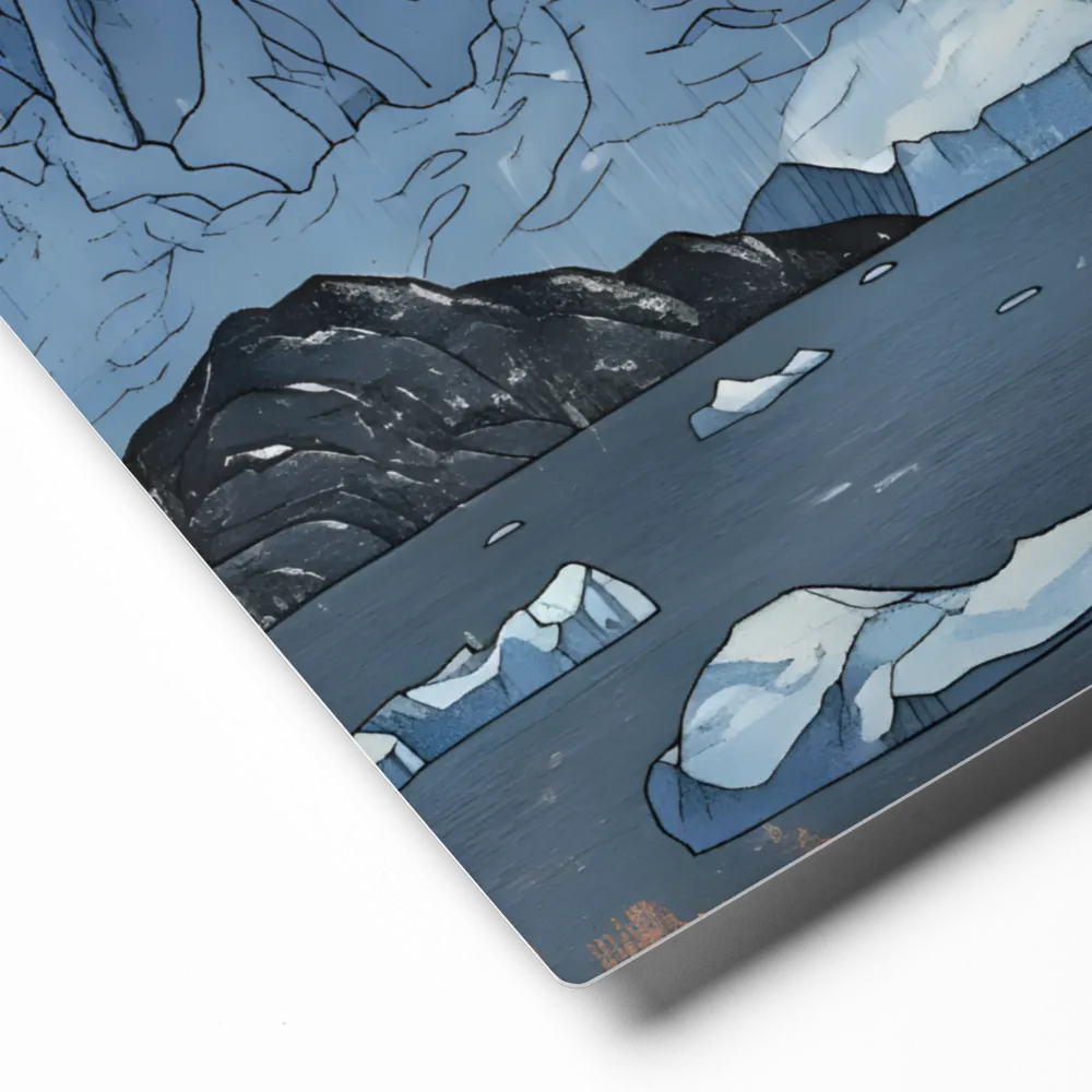 Peach Glacier Ukiyo-e 
 Canvas with White Frame