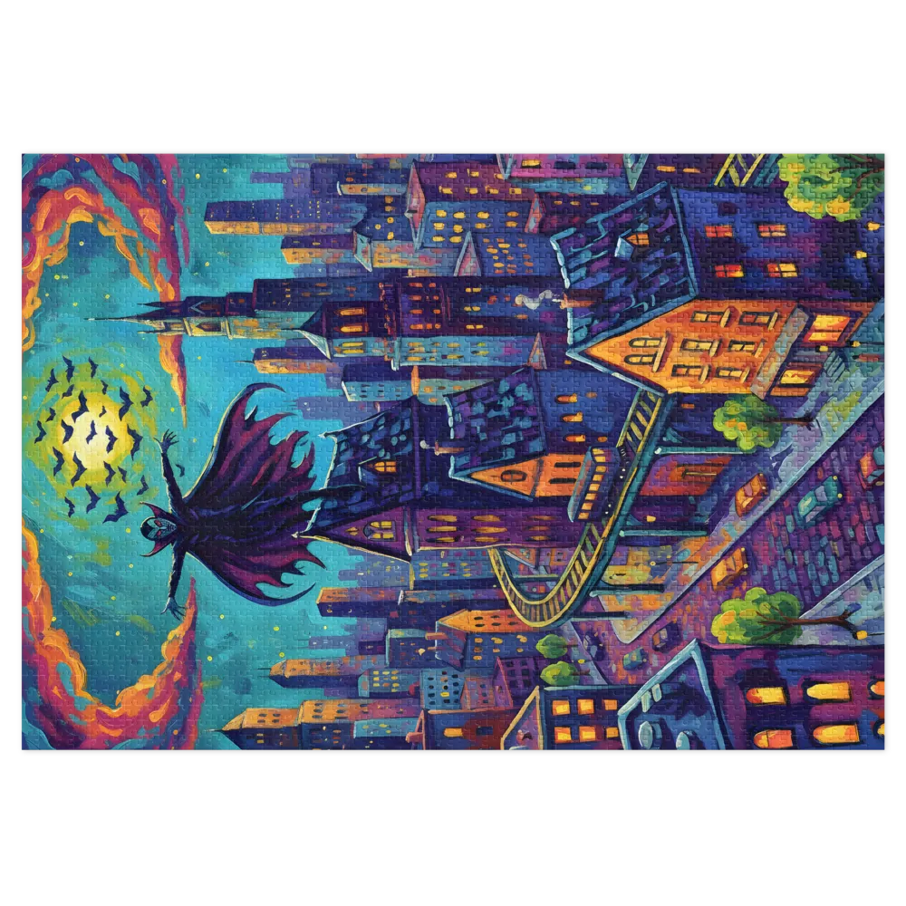 Moonlit Vampire Over City | Jigsaw Puzzles