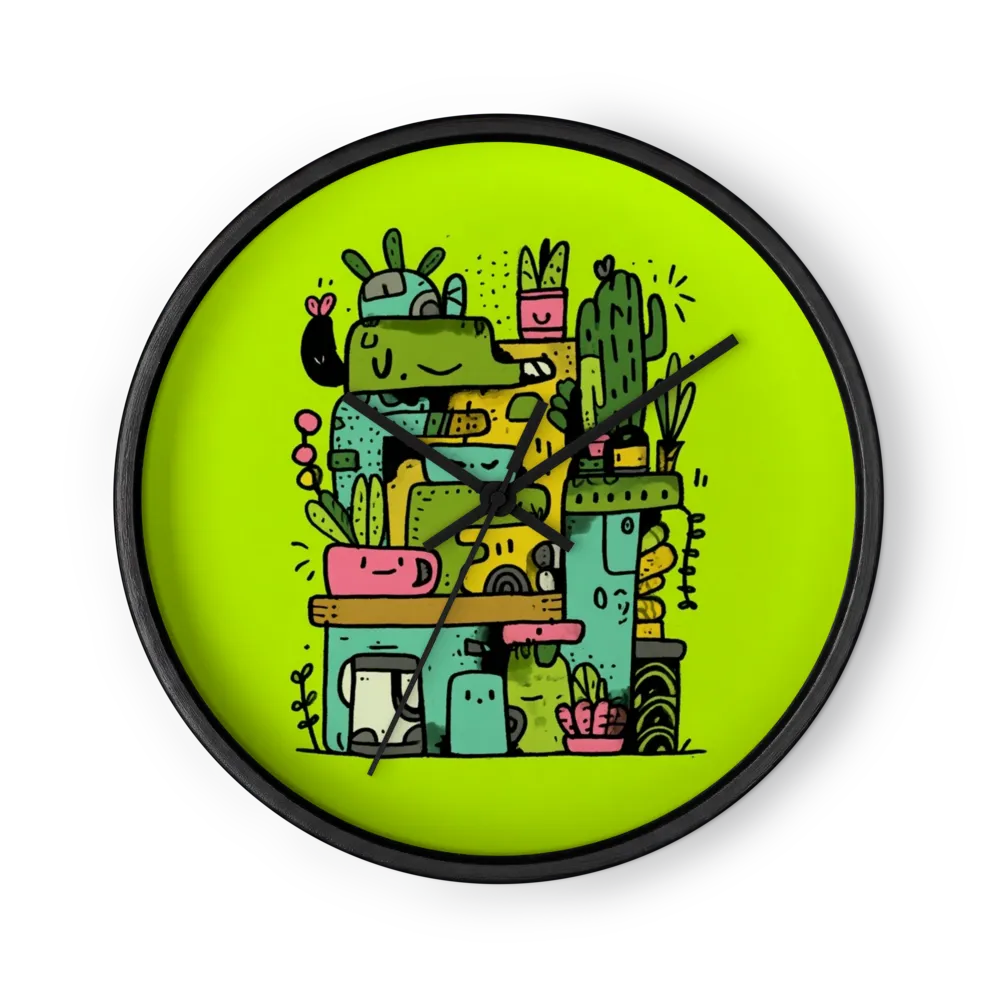 Cactus Stack Doodle | Wall Clock