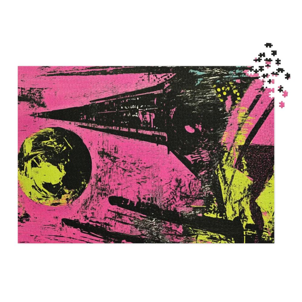Paisagem Urbana Neon Lunar 
 Puzzle em caixa de metal