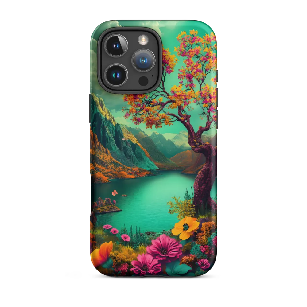 Surreal Vibrant Landscape with Tree and Flowers | Phone Case