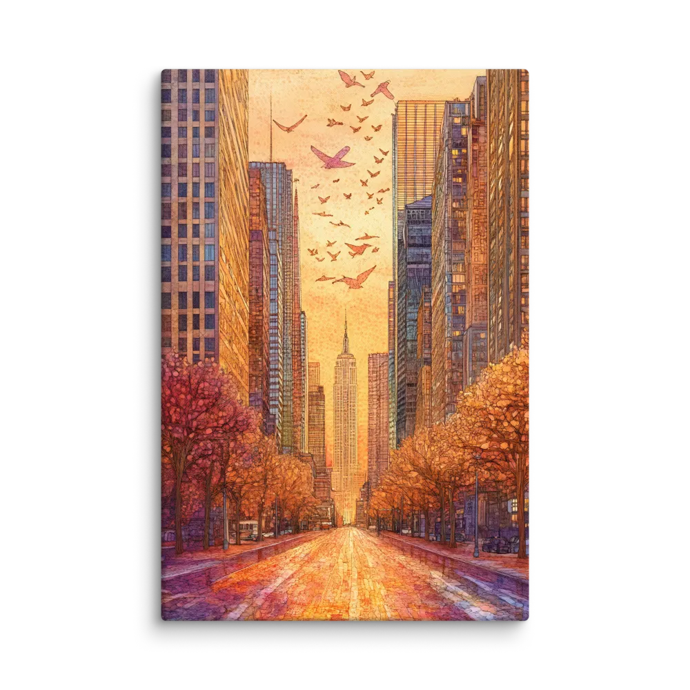 Autumn Flight Over Metropolis 
 Metal Print | 20″x 30″