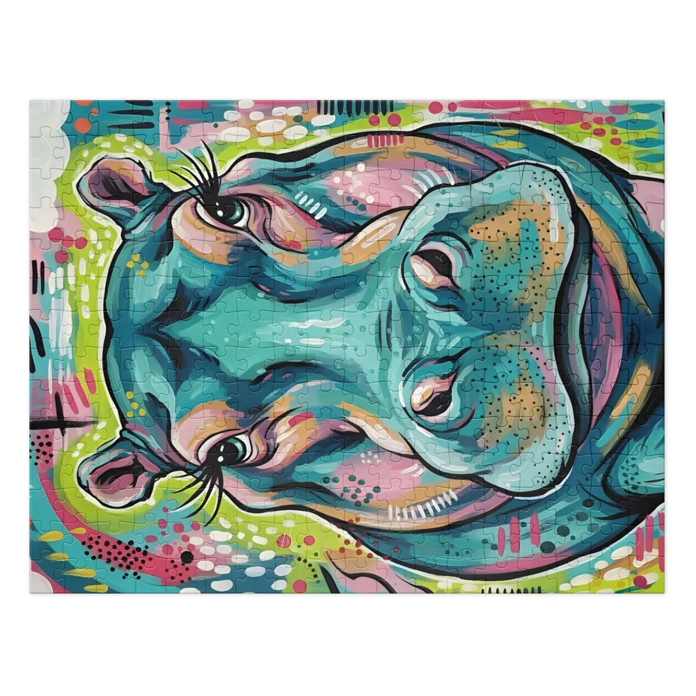 Playful Teal Hippo | Jigsaw Puzzles