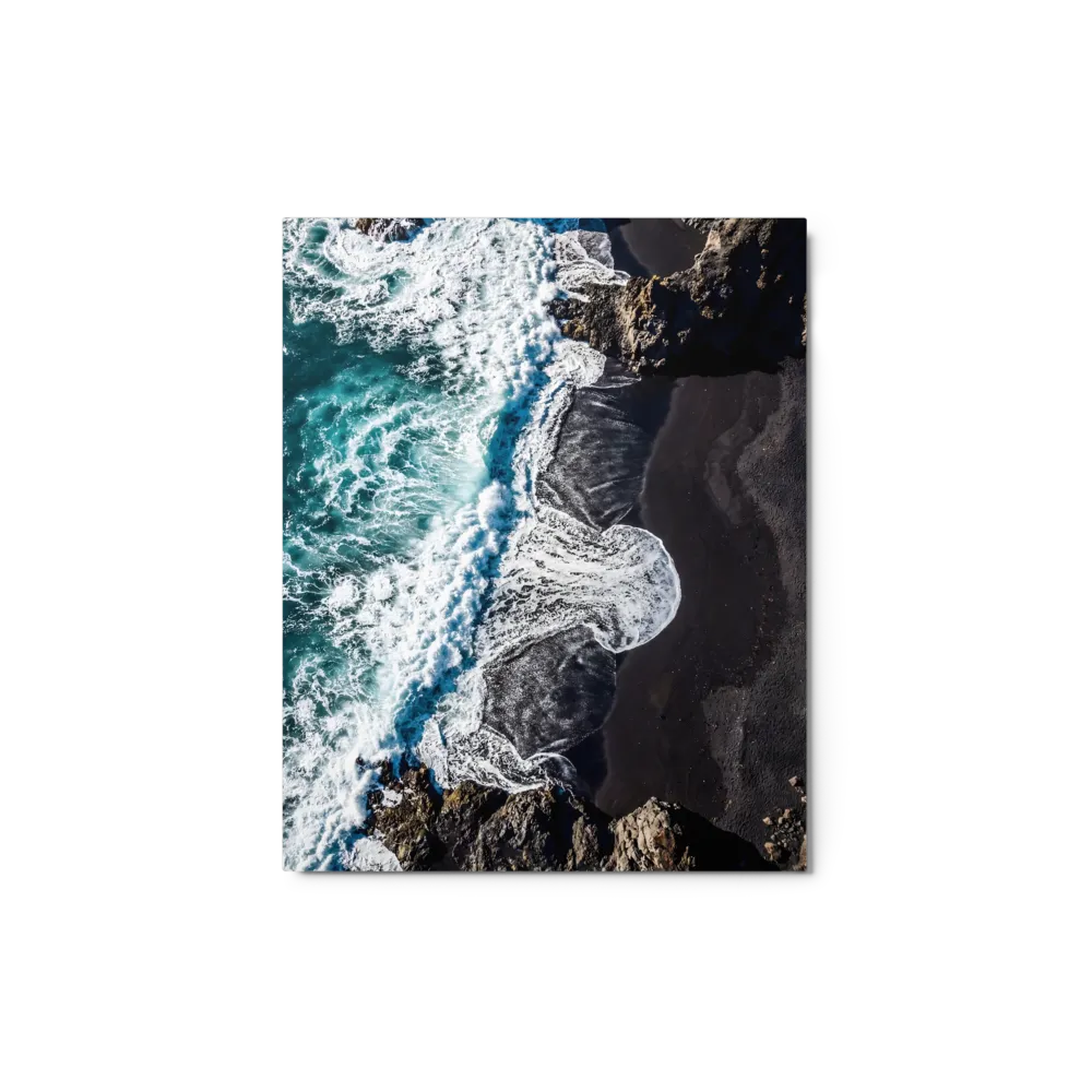 Black Sand Beach Waves 
 Canvas with White Frame