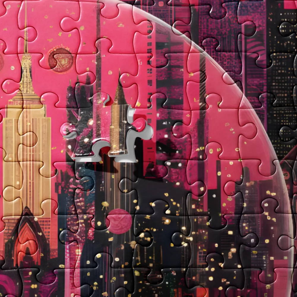 Magenta City Globe 
 Jigsaw Puzzle