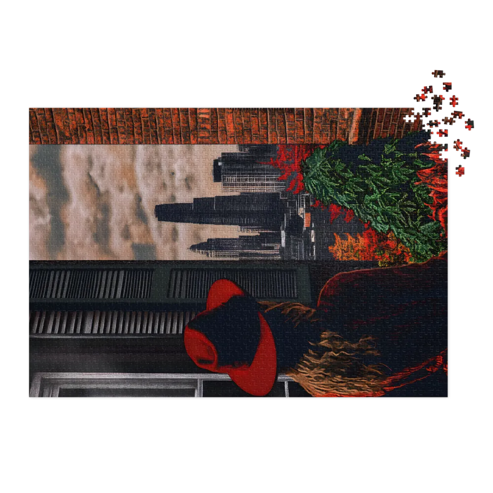 Surreal Digital Art of a Woman Gazing at Cityscape