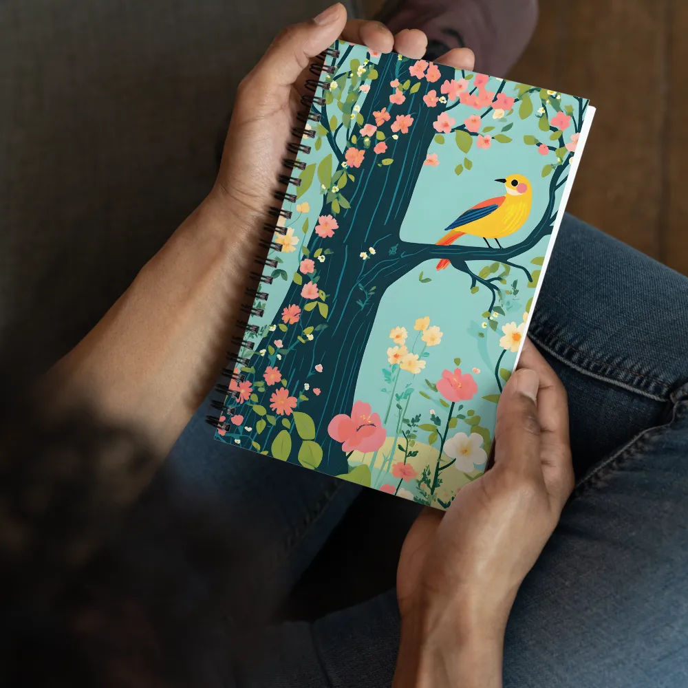 Oriole Among Teal Blossoms