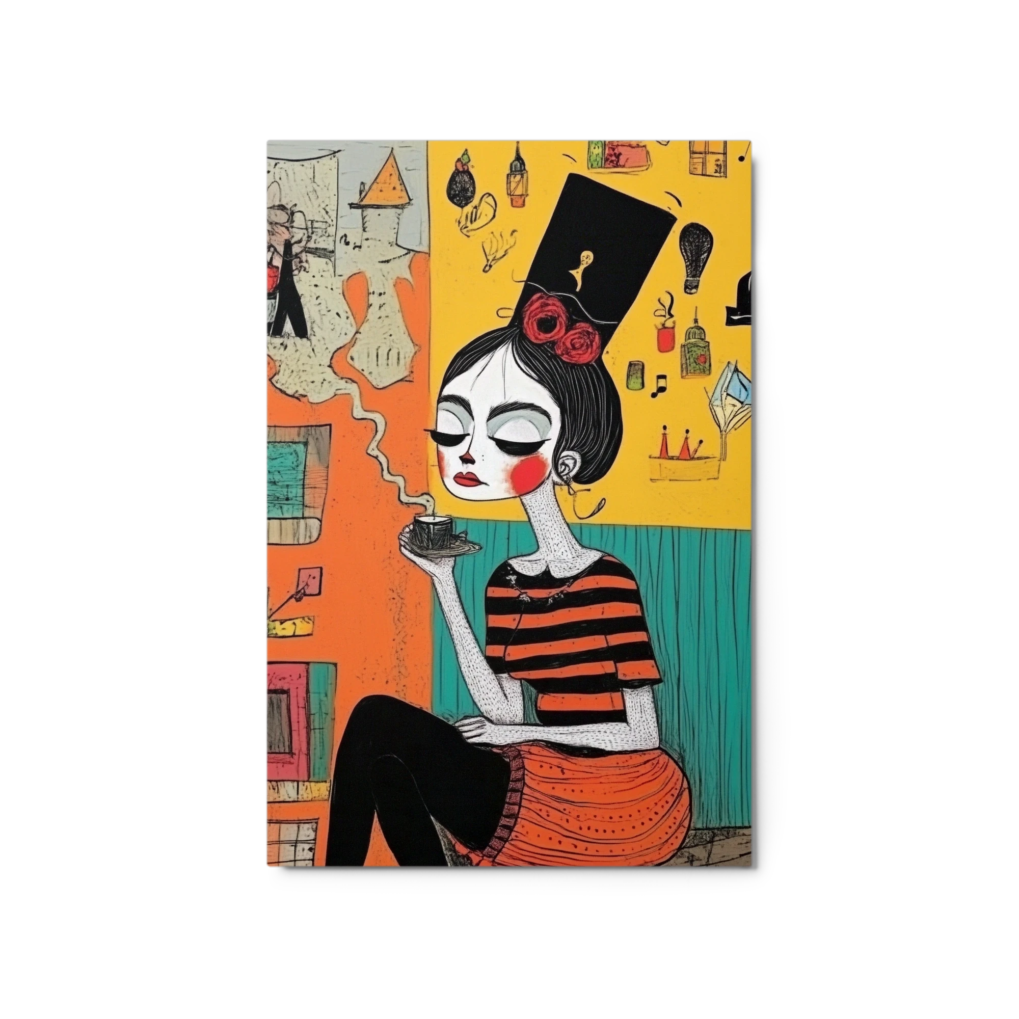 Woman in Hat Drinking