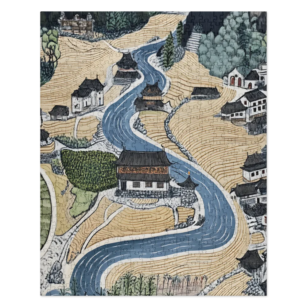 Serene Terraced Village 
 Jigsaw Puzzle