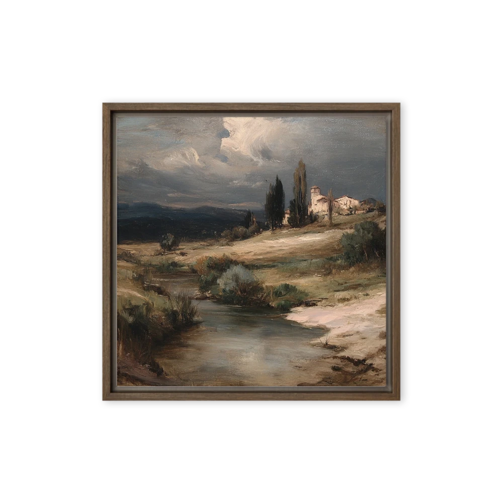 Country River and Hillside Village | Art Print