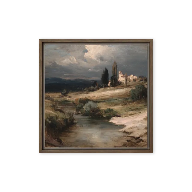 Country River and Hillside Village | Art Print