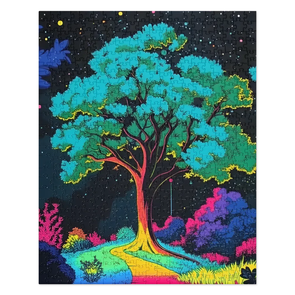 Cosmic Glow Tree Path 
 Jigsaw Puzzle