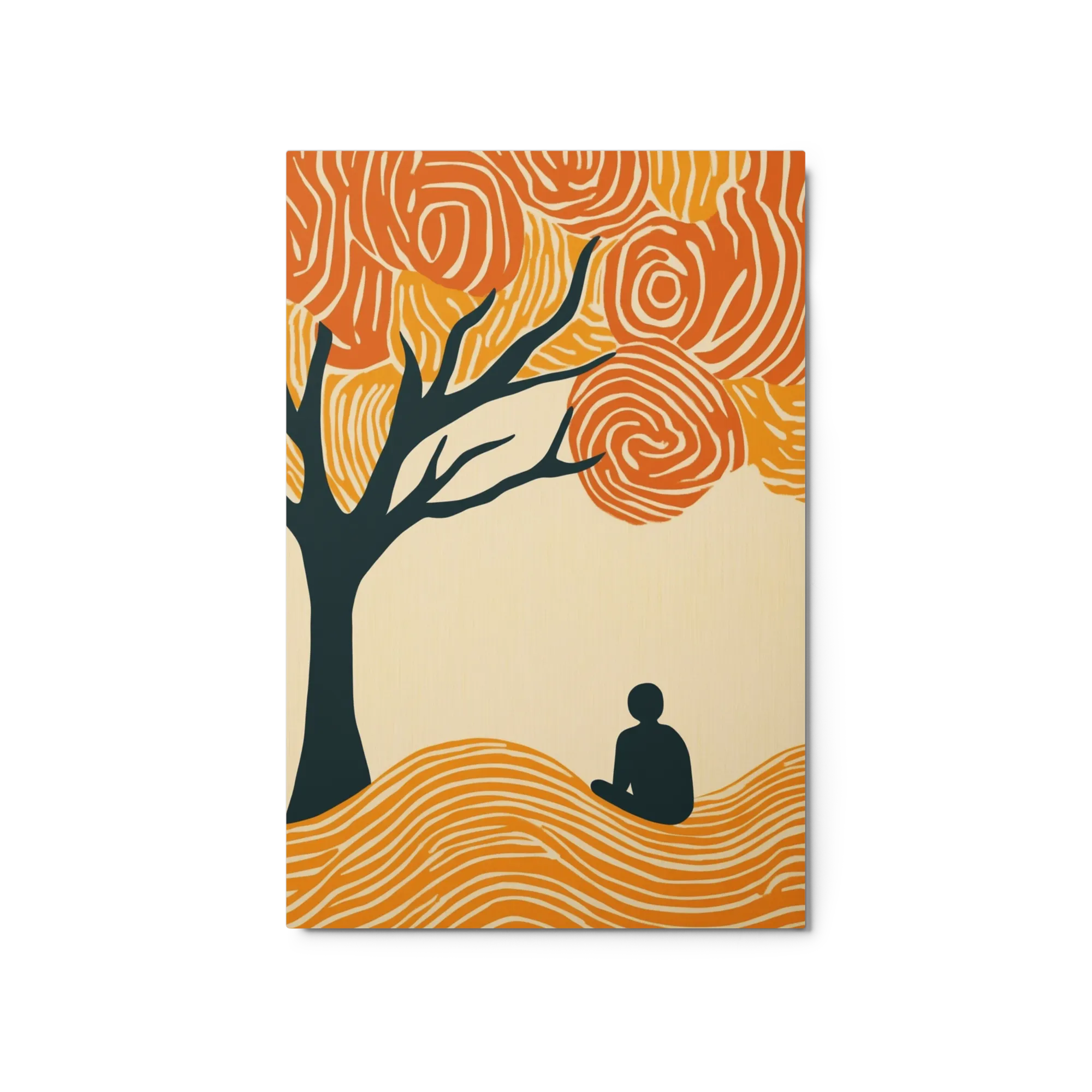 Minimalistic Tree and Figure Illustration