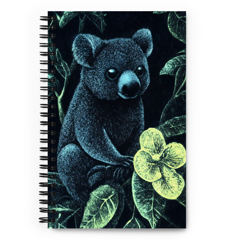 Nocturnal Koala with Yellow Flower 
 Spiral Notebook | 140 pages