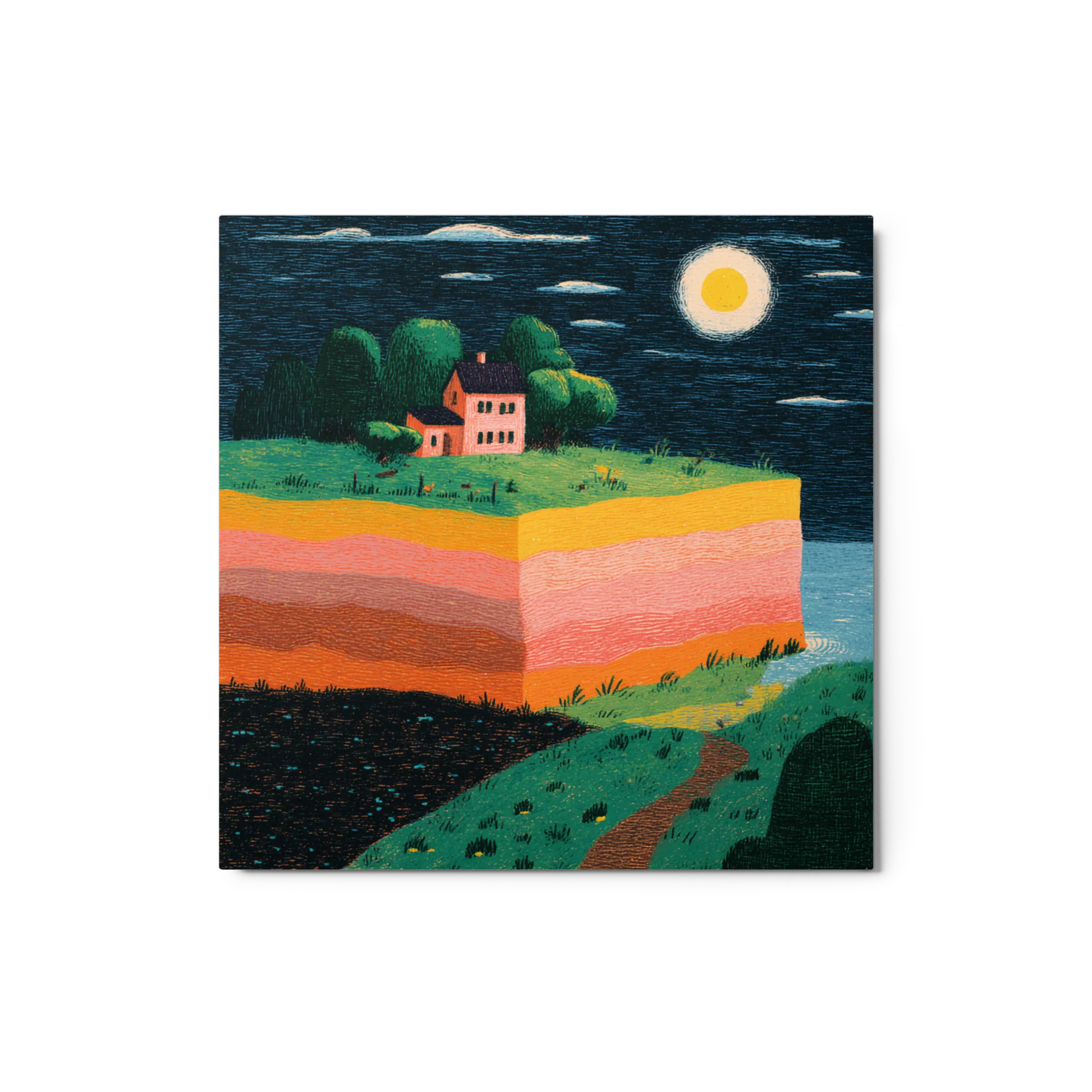 Tranquil Night on Layered Cliff