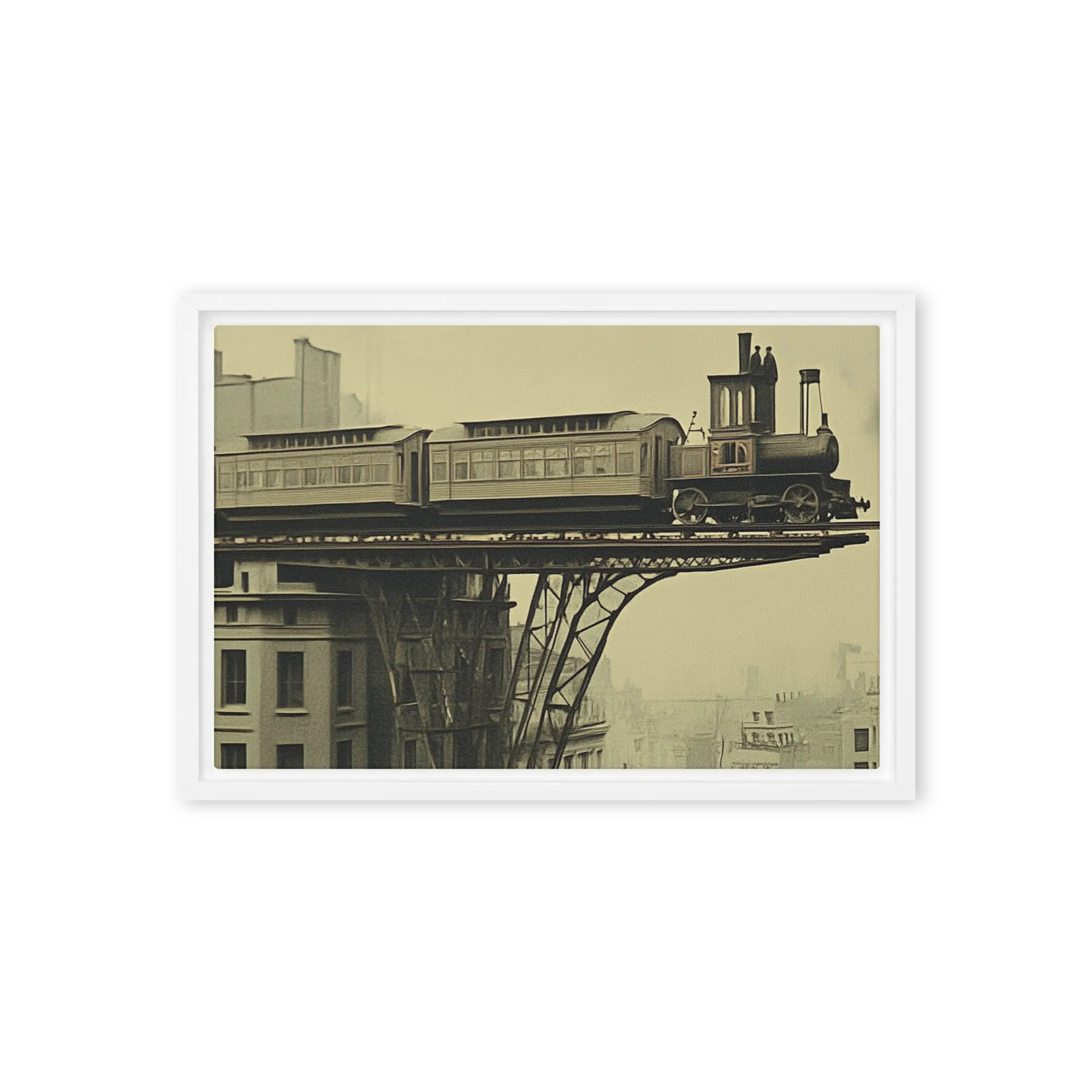 The Elevated Locomotive 
 Poster with Red oak Frame | 20″x 30″