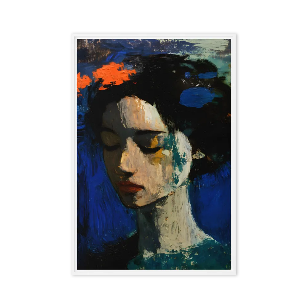 The Pensive Gaze 
 Canvas with White Frame