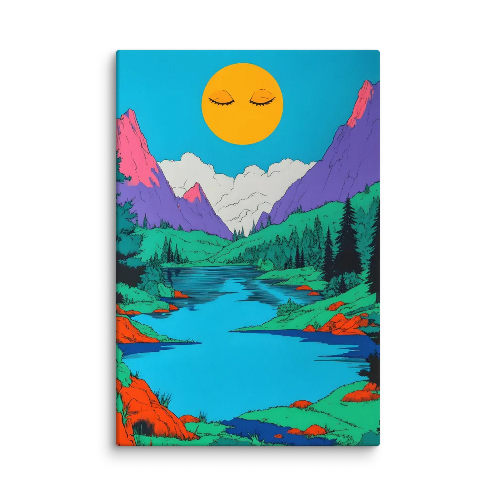 The Sleeping Sun Over A Fantastical Lake 
 Canvas | 32″x 48″