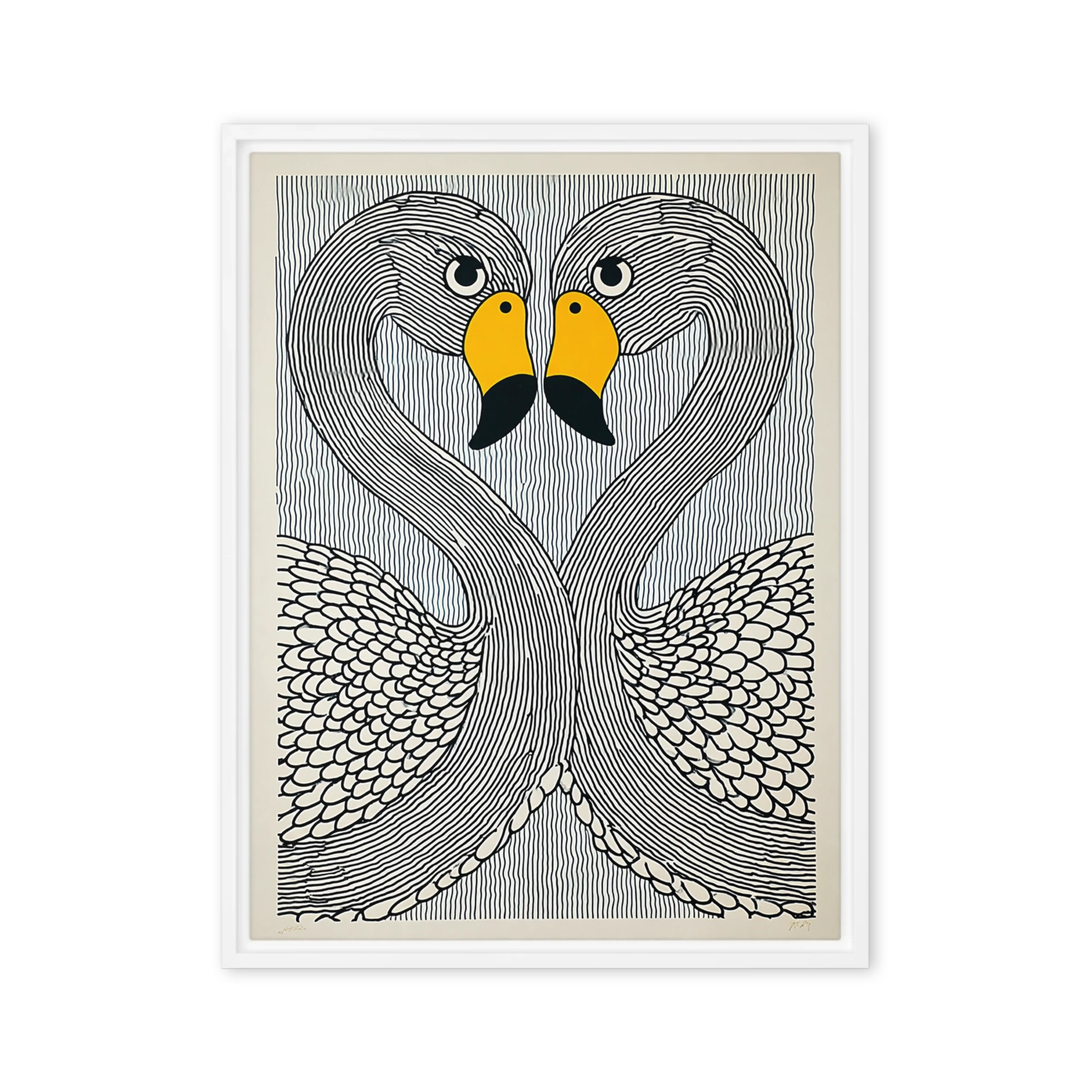 Mirroring Flamingos | Art Print