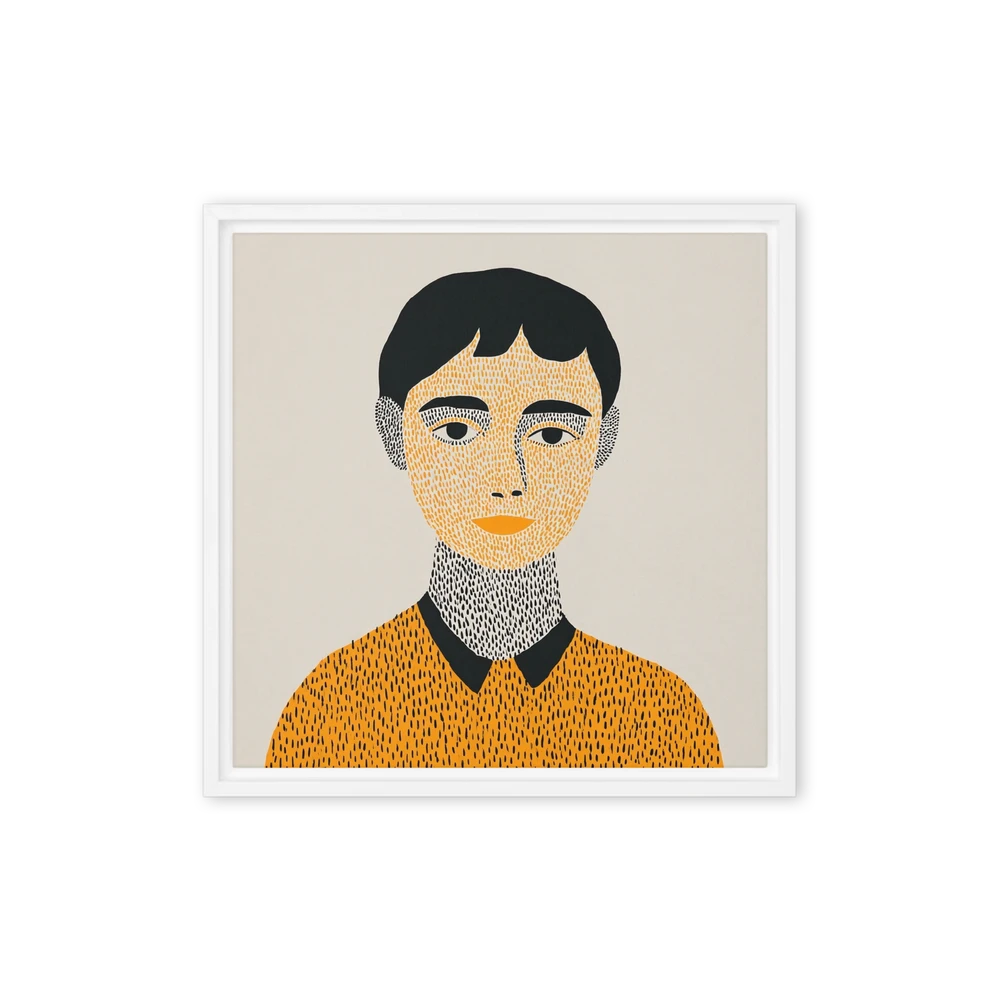 Ochre Stippled Portrait | Art Print