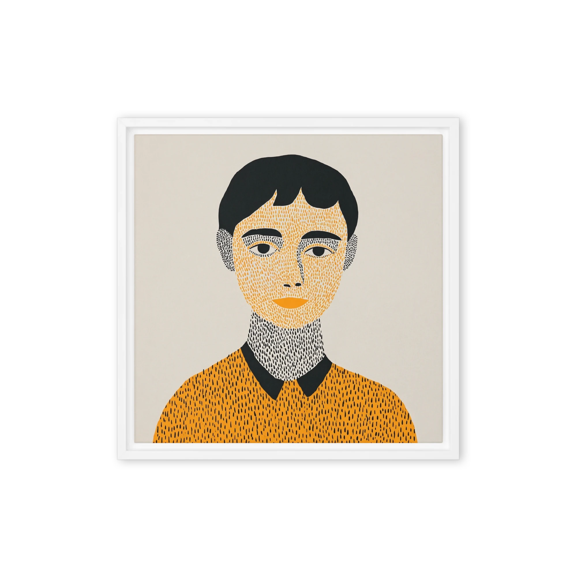 Ochre Stippled Portrait | Art Print
