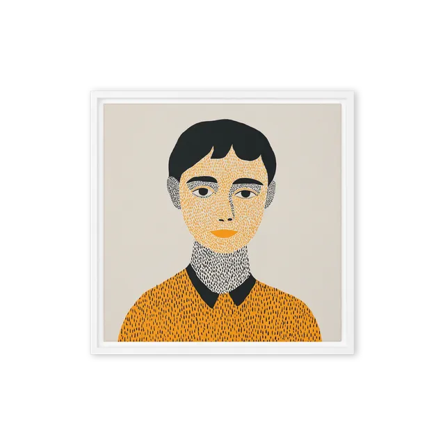 Ochre Stippled Portrait | Art Print