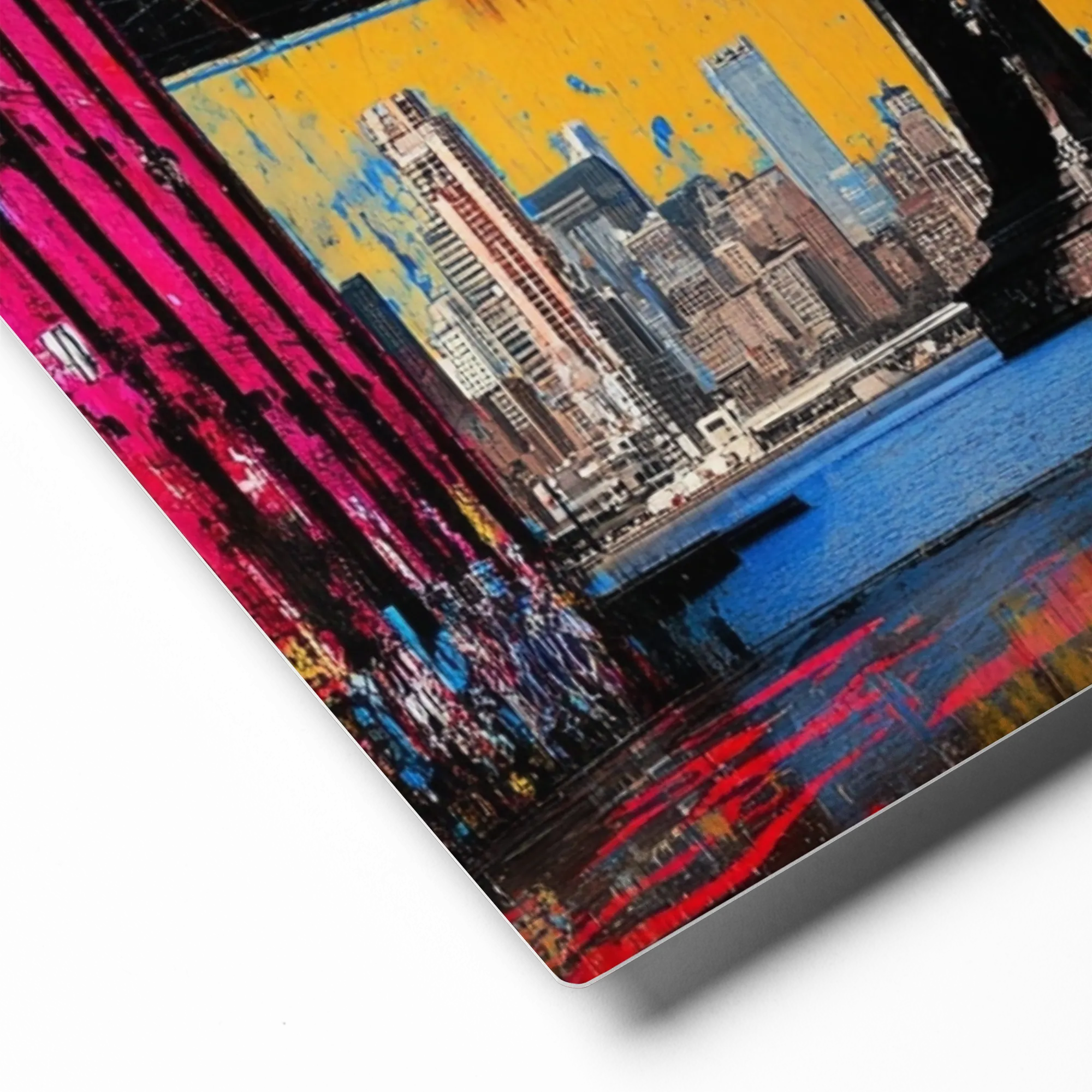 Manhattan Bridge Graffiti 
 Poster with Red oak Frame | 18″x 18″