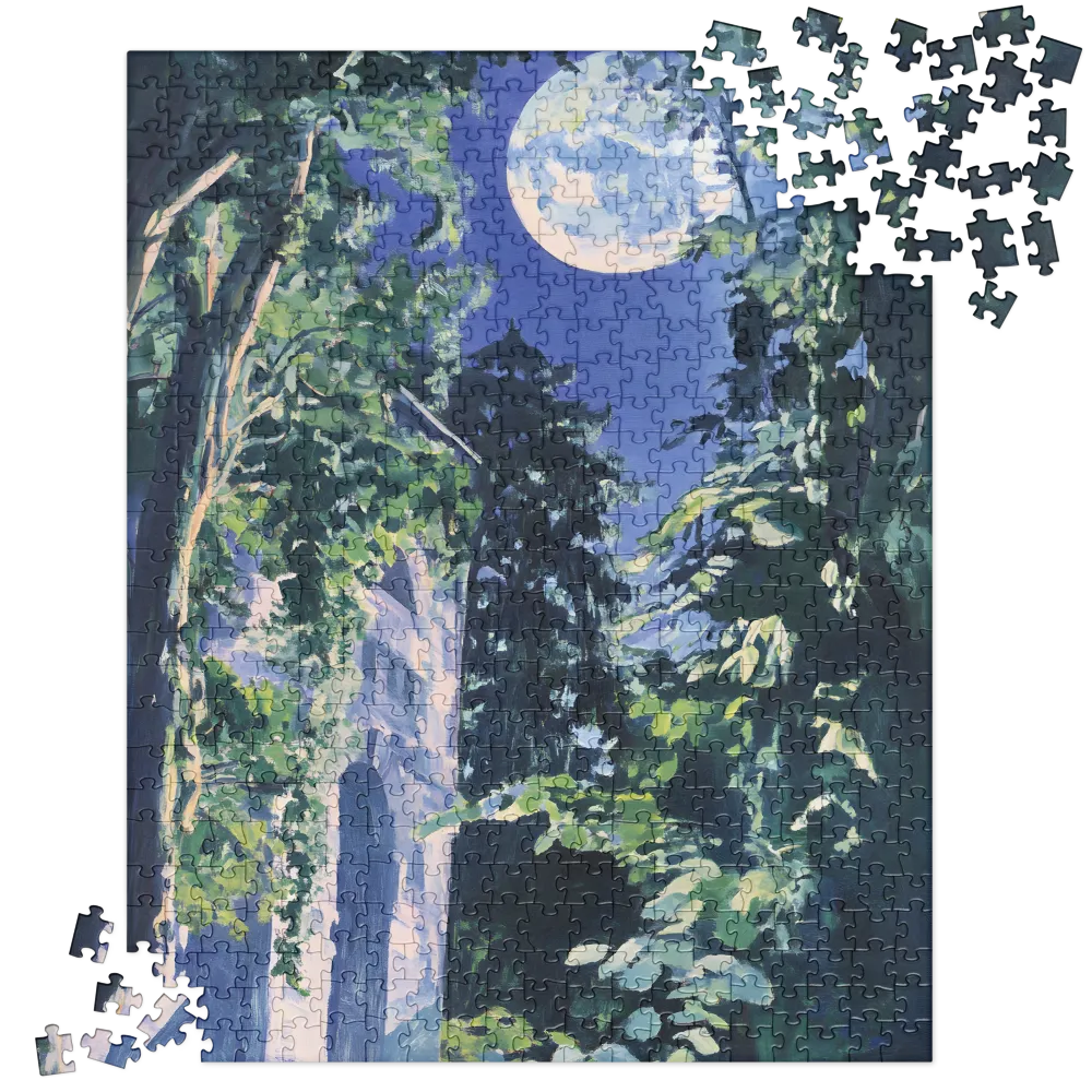 The Moonlit Castle in the Forest 
 Jigsaw Puzzle in Tin Box
