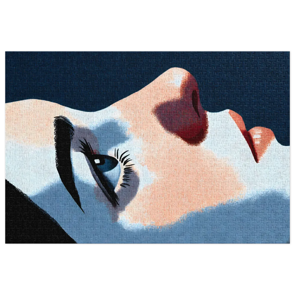 Stippled Female Profile 
 Jigsaw Puzzle in Tin Box
