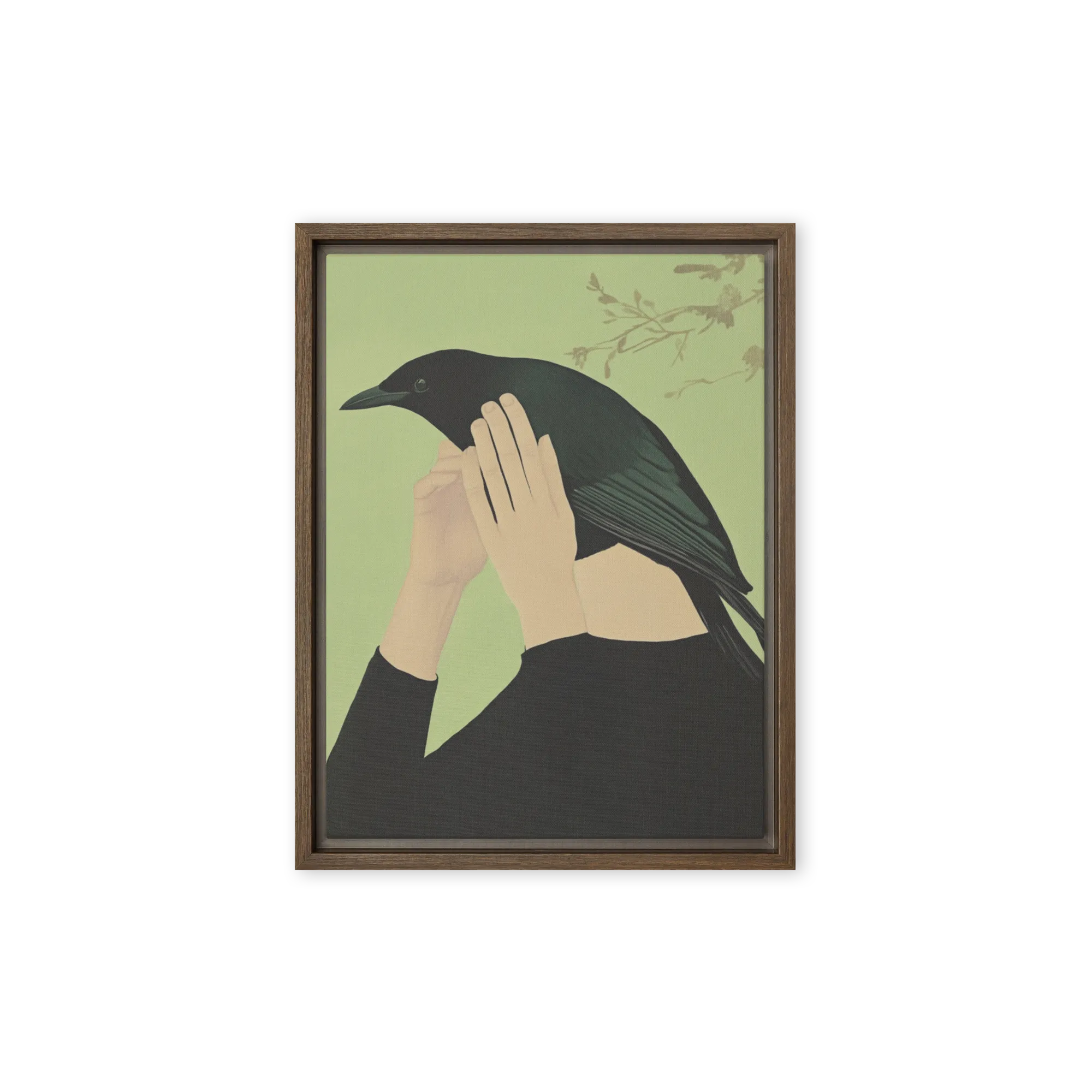 Thoughts of Crow 
 Canvas with Brown Frame