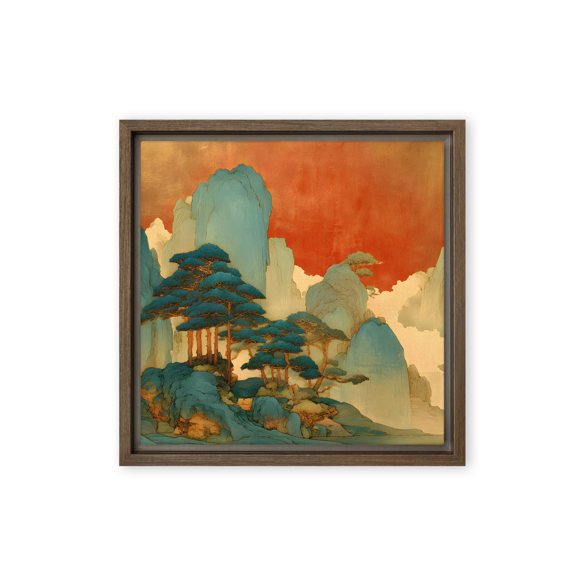 Gilded Dunhuang Shanshui — Mineral-pigment washes