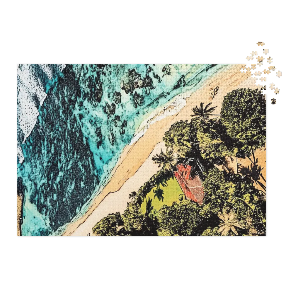 Tropical Shoreline Vista 
 Jigsaw Puzzle in Tin Box