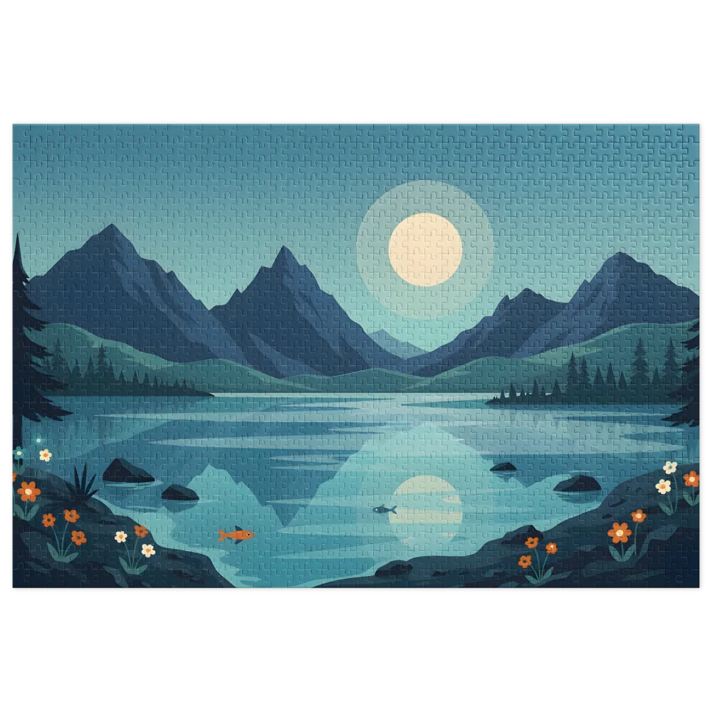 Tranquil Mountain Lake 
 Jigsaw Puzzle in Tin Box