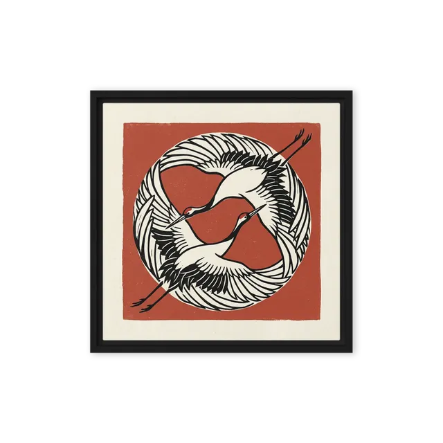 Flying Cranes Enso Woodblock Print | Art Print