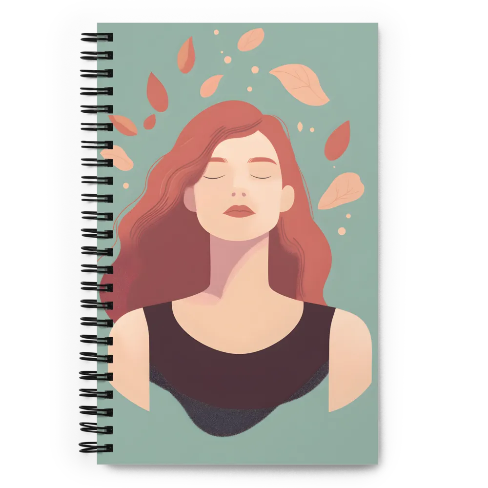 Serene Woman with Falling Leaves 
 Spiral Notebook | 140 pages