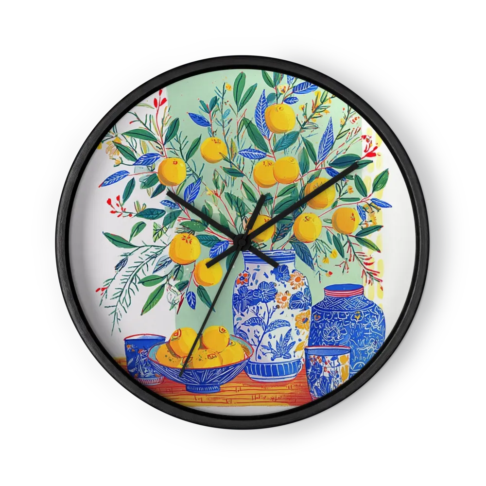 Citrus and Cobalt Vases | Wall Clock