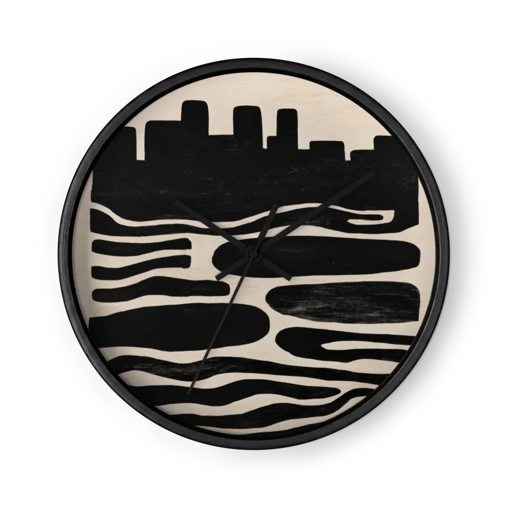 Urban Silhouette and Waves | Wall Clock