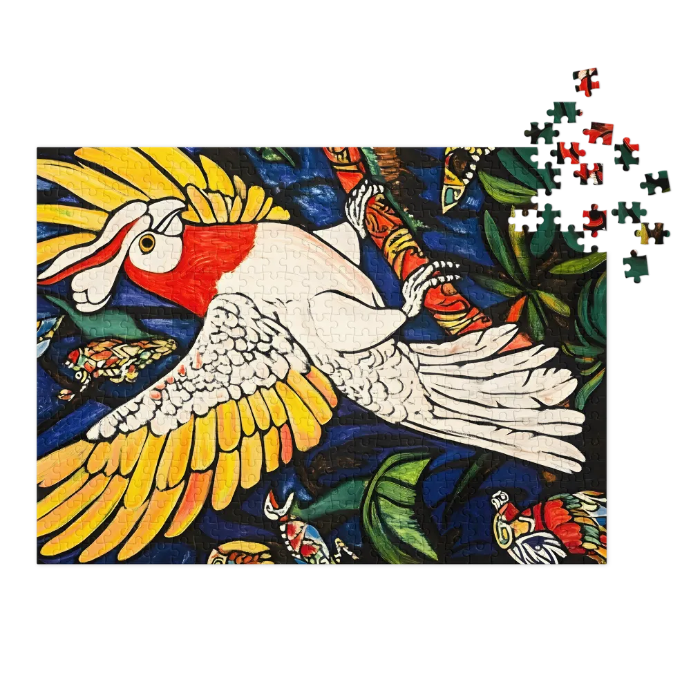 Papagaio da Selva em Estilo Vitral 
 Puzzle em caixa de metal