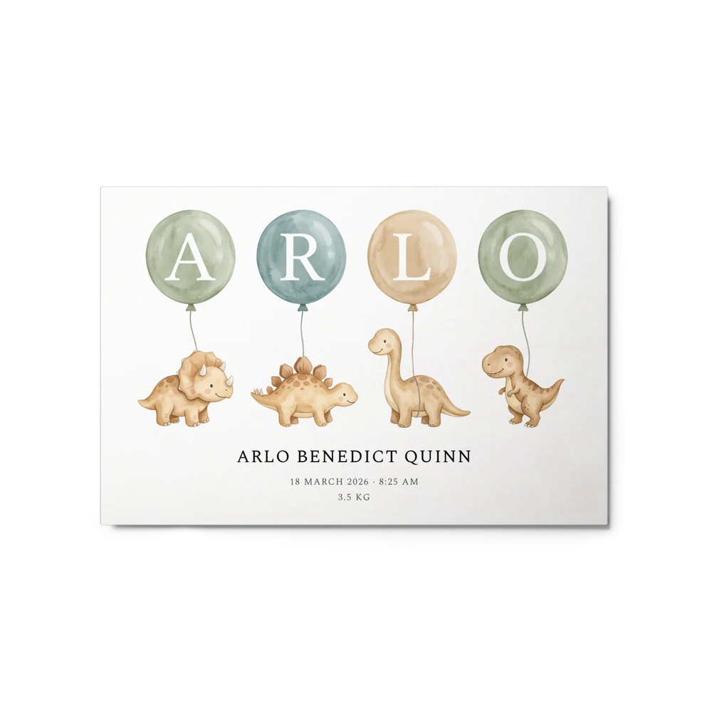 Nursery Name Art — Dino Balloons