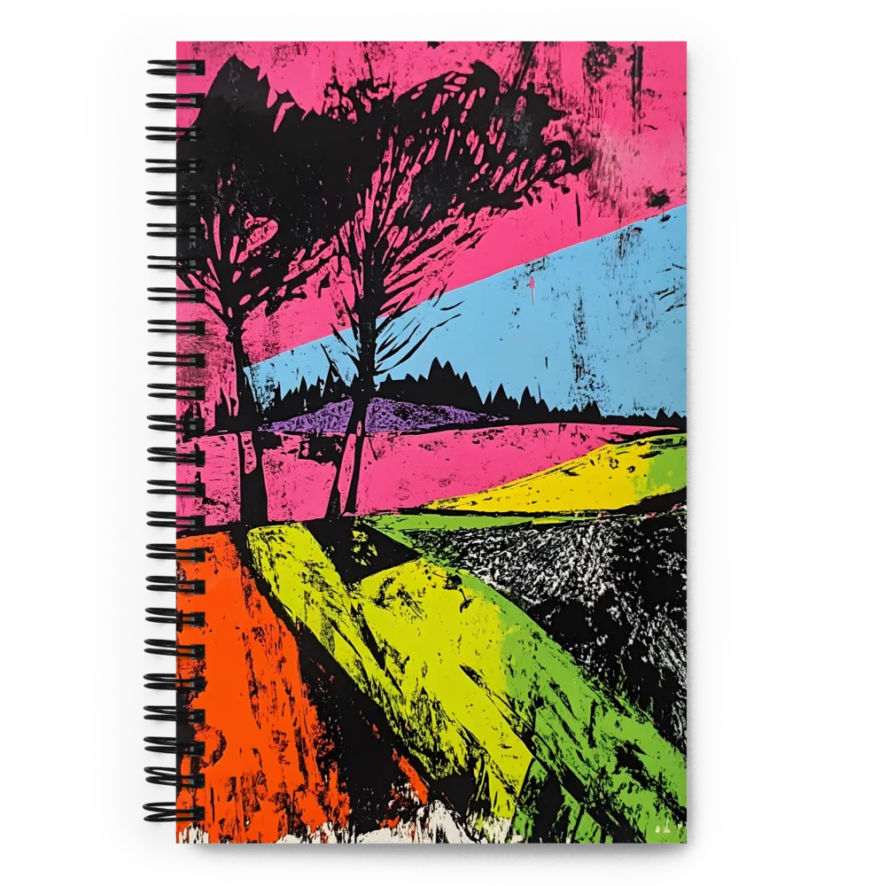 Psychedelic Screenprint Landscape 
 Spiral Notebook | 140 pages